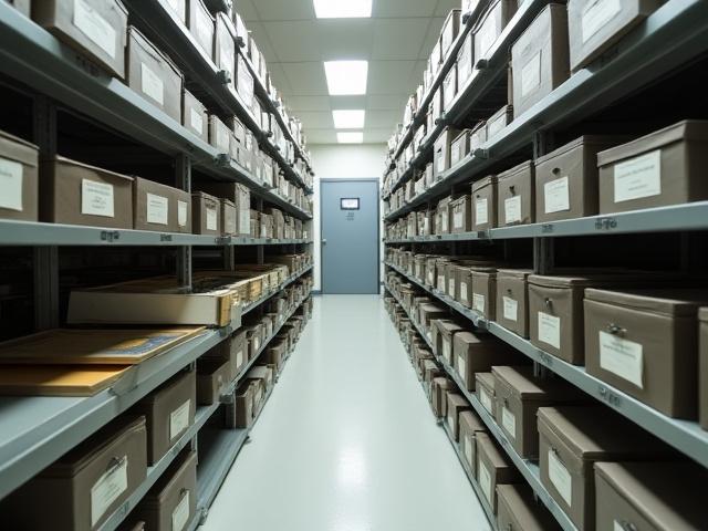 Organisation de boîtes d'archives entomologiques dans une salle sécurisée.